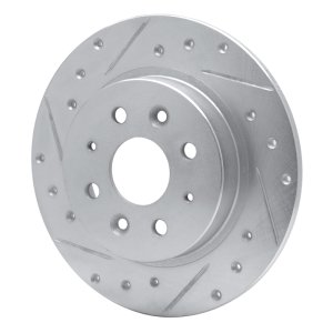 Kia Sephia Brake Rotor (1) - Rear Left - R1 Concepts - Drilled & Slotted - Silver - `98-`03